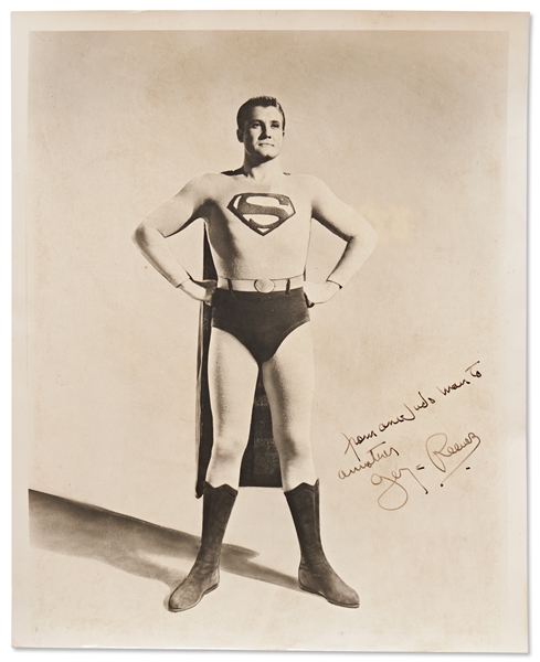 George Reeves Signed Photo as Superman -- From the Estate of Famed Martial Artist Bruce Tegner, Reeves Writes, ''From one Judo man to another''