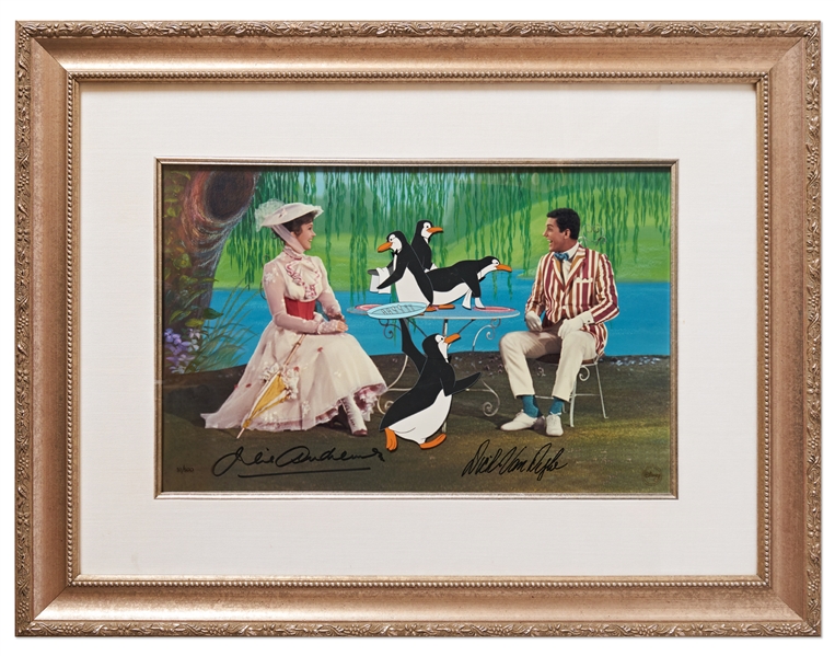 Julie Andrews & Dick Van Dyke Signed Limited Edition ''Mary Poppins'' Artwork by Disney -- Created From Original Disney Animation Drawings