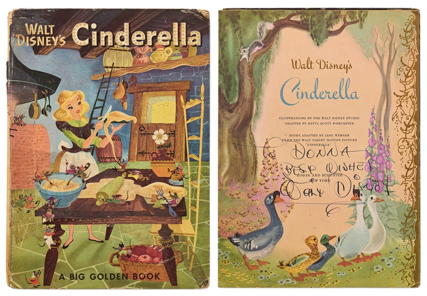 Walt Disney Signed ''Cinderella'' Book