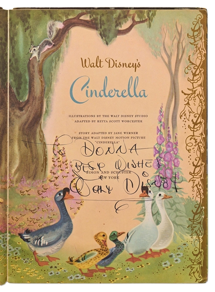 Walt Disney Signed ''Cinderella'' Book