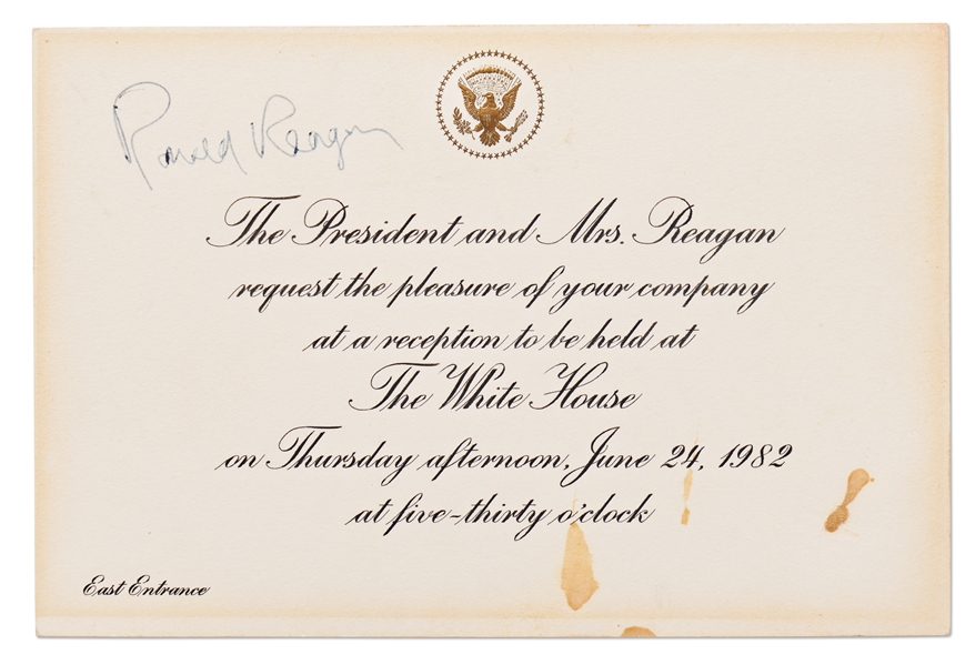 Ronald Reagan Signed White House Invitation from 1982