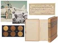 Gus Grissom Lot of Personally Owned Items -- Includes Grissoms Signed College Algebra Textbook, Handwritten Check Signed, Norman Rockwell Photo Inscribed to Grissom & More