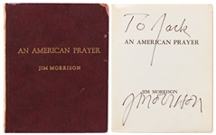 Jim Morrison Signed First Printing of His Personally Owned Poetry Book, An American Prayer -- Given by Morrison to a Journalist in 1970 While Imprisoned in Dade County Jail -- With Epperson COA