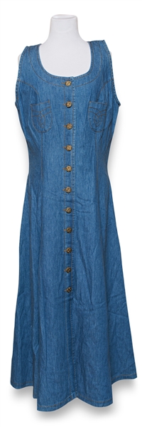 Selena Brand Denim Dress from 1996 -- Included in Selena Fashion Exhibit ''Ahora y Nunca'' Featured in ''Vogue'' Magazine