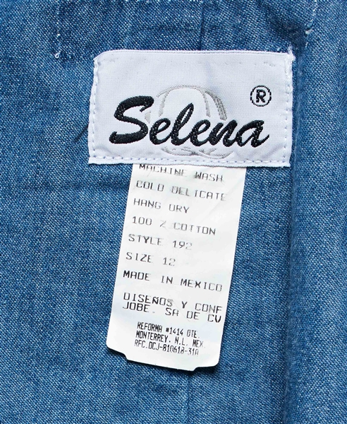 Selena Brand Denim Dress from 1996 -- Included in Selena Fashion Exhibit ''Ahora y Nunca'' Featured in ''Vogue'' Magazine