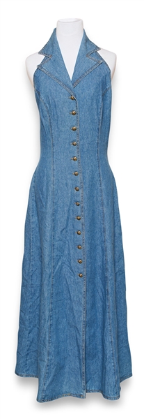 Selena Brand Denim Dress from 1996 -- Included in Selena Fashion Exhibit ''Ahora y Nunca'' Featured in ''Vogue'' Magazine