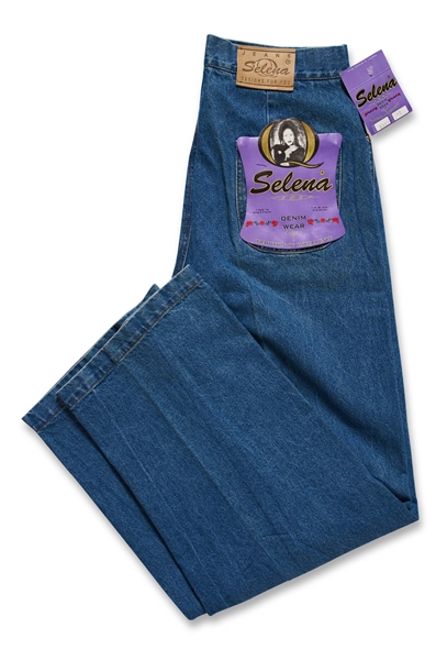 Selena Brand Denim Jeans from 1996 -- Included in Selena Fashion Exhibit ''Ahora y Nunca'' Featured in ''Vogue'' Magazine