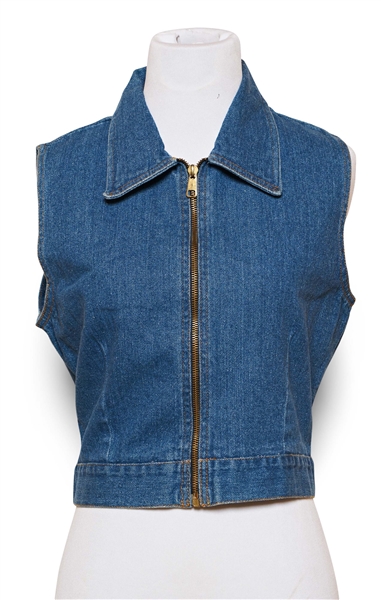 Selena Brand Denim Vest from 1996 -- Included in Selena Fashion Exhibit ''Ahora y Nunca'' Featured in ''Vogue'' Magazine