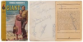 Giant Cast-Signed Book -- Signed Twice by James Dean & Also by Elizabeth Taylor, Rock Hudson, Director George Stevens & More