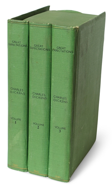Great Expectations by Charles Dickens in Three Volumes, Published 1861 -- Scarce First Edition, First Impression for Vols. I and III, Third Impression for Vol. II