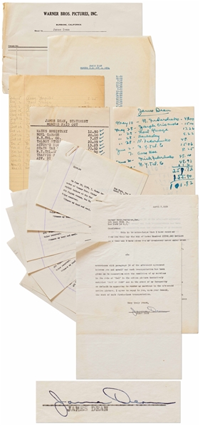 James Dean Signed Agreement with Warner Brothers from April 1954 -- Dean Agrees to Repay a Loan Just Before He Started Filming ''East of Eden''