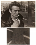 James Dean Signed Photo To Mom / My heart and thanks / Jim -- Large Photo from the Famous Motorcycle Session Measures 13.5 x 10.25