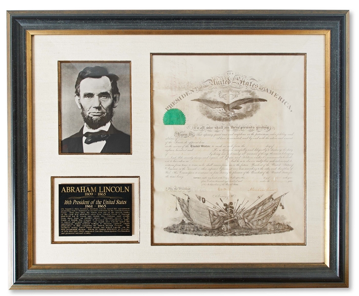 Abraham Lincoln Military Appointment Signed -- With Full ''Abraham Lincoln'' Signature