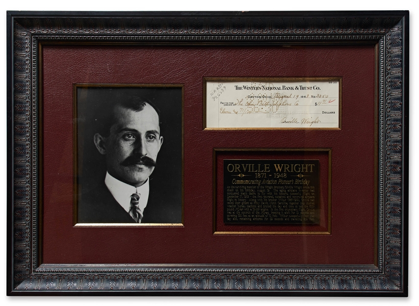 Orville Wright Holograph Check Signed