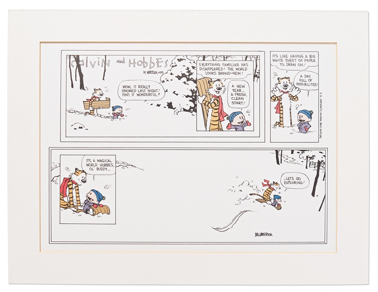Final ''Calvin & Hobbes'' 1995 Color Proof Signed by Creator Bill Watterson