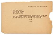 Letter to Jane Deacy Regarding a TV Offer for James Dean