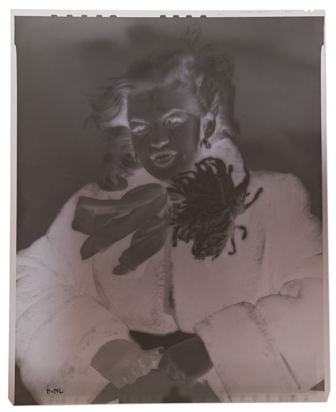 Original Negative of Jayne Mansfield with Graphite Retouching Visible -- Photograph by Bert Six Measures 8'' x 9.875''