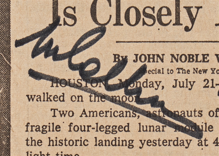 Exceptional Apollo 11 Crew-Signed Newspaper, ''MEN WALK ON MOON'' -- Without Inscription -- With Steve Zarelli COA