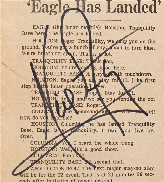 Exceptional Apollo 11 Crew-Signed Newspaper, ''MEN WALK ON MOON'' -- Without Inscription -- With Steve Zarelli COA