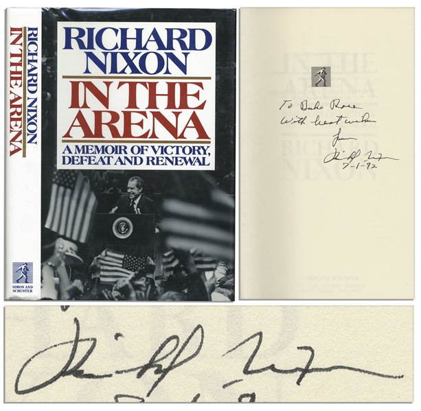 Richard Nixon Signed First Edition of His Book ''In The Arena''