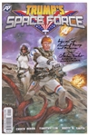 Apollo Astronauts Charlie Duke and Frank Borman Signed Copy of Trumps Space Force -- Duke Writes Sign me up, President Trump and Melania