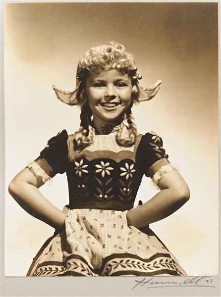 Shirley Temple Personally Owned Photo From ''Heidi'' -- Large Portrait Signed by Photographer George Hurrell on Mat