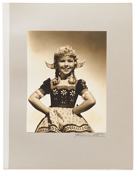 Shirley Temple Personally Owned Photo From ''Heidi'' -- Large Portrait Signed by Photographer George Hurrell on Mat