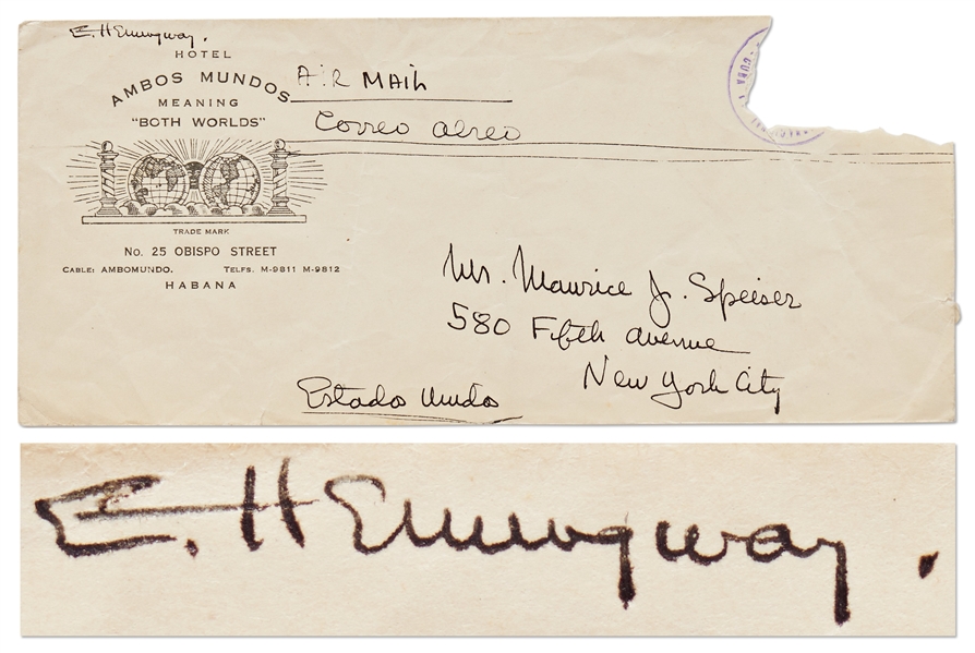 Ernest Hemingway Handwritten Envelope Signed ''E. Hemingway'