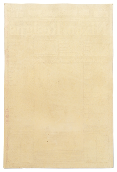 ''The Washington Post'' Mat from 9 August 1974 with the Historic Headline of ''Nixon Resigns'' -- Includes Original Newspaper