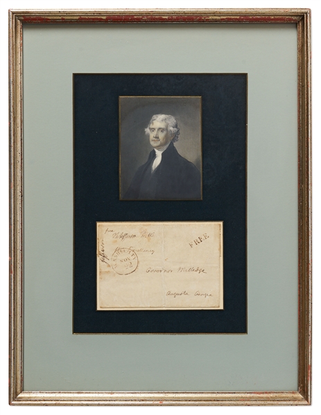 Thomas Jefferson Presidential Free Frank Signature on a Holograph Envelope Entirely in Jefferson's Hand -- Jefferson Addresses Cover to Georgia Governor John Milledge