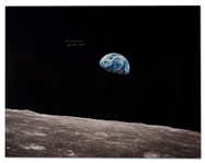 Frank Borman Signed 20 x 16 of the Earth, as Seen From the Moon -- With Novaspace COA