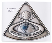 Frank Borman Signed 20 x 16 Photo of the Apollo 8 Robbins Medal