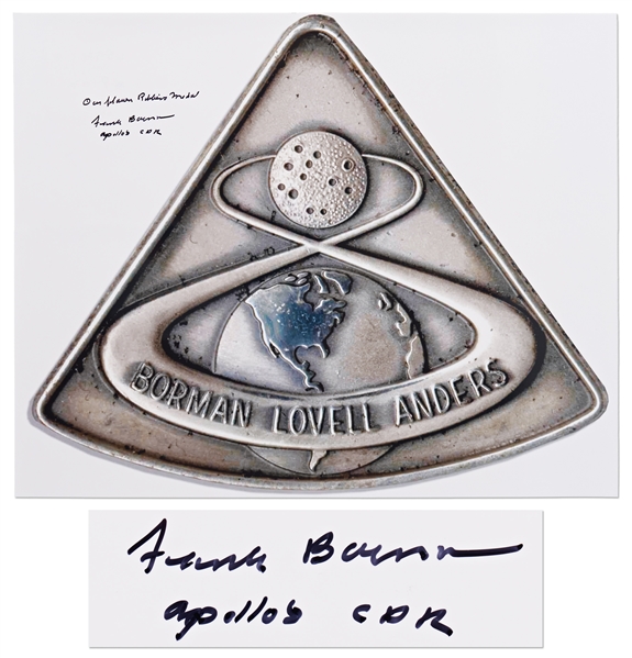 Frank Borman Signed 20'' x 16'' Photo of the Apollo 8 Robbins Medal
