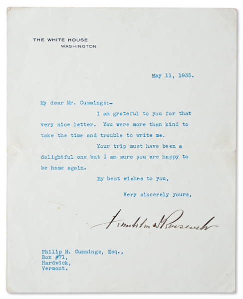 Franklin D. Roosevelt Letter Signed as President -- With PSA/DNA COA