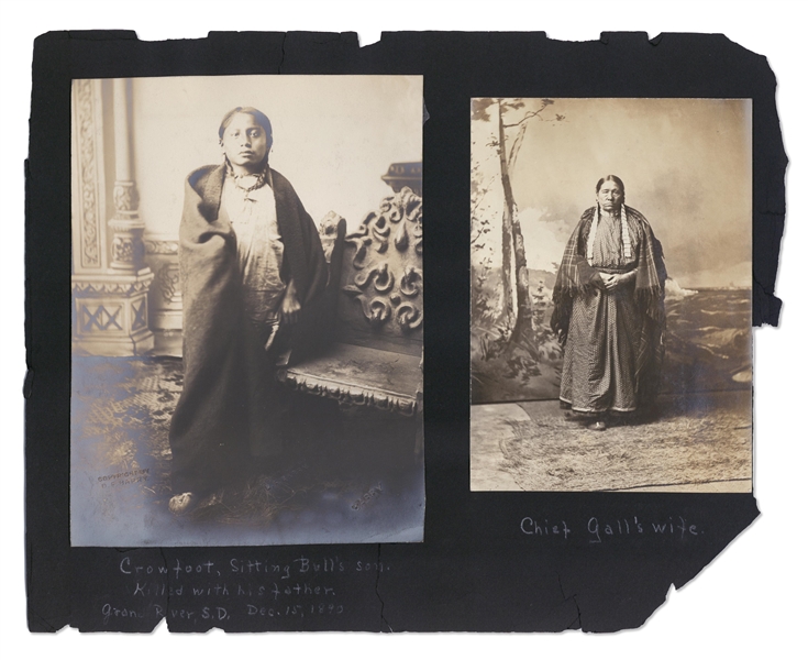 Lot of Three Photographs by David F. Barry -- Includes the Famous Photo of Crow Foot, Sitting Bull's Son Who Was Killed Alongside His Father by Federal Agents