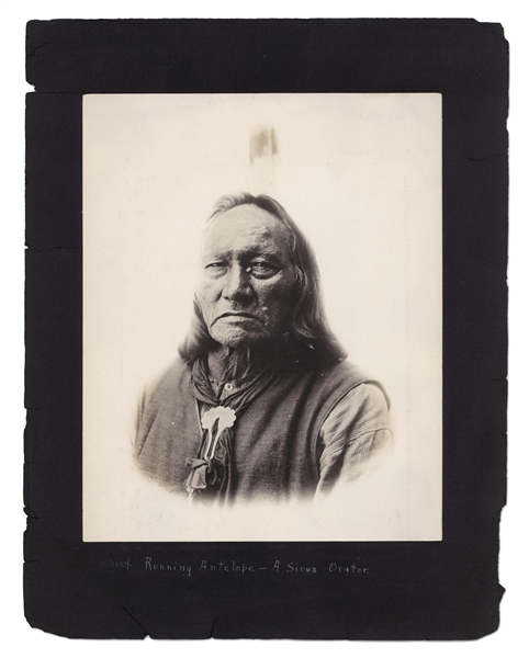 Lot of Two Photographs by David F. Barry -- Includes 8'' x 10'' Portrait of Lakota Chief Running Antelope