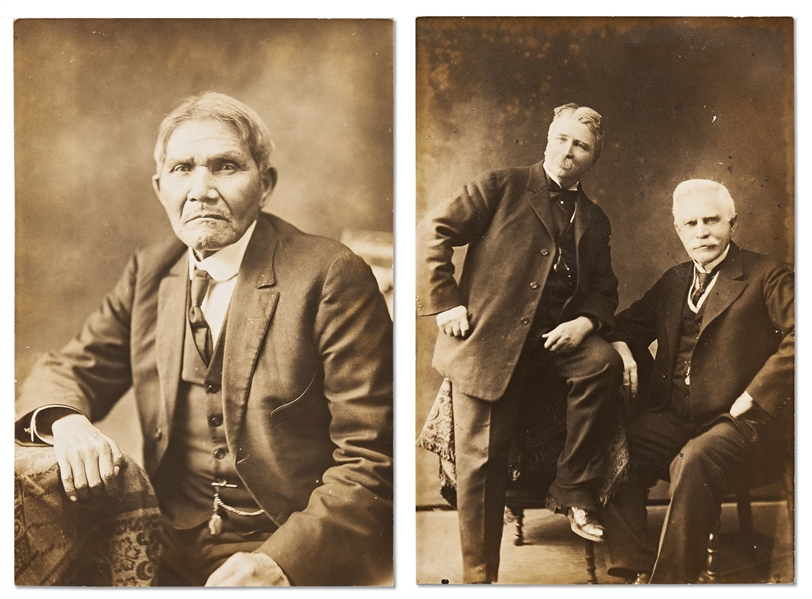 Lot of Two Photographs by David F. Barry -- Includes Photo of Chippewa Chief Andrew Blackbird & a Photo of Barry with Indian Agent James McLaughlin
