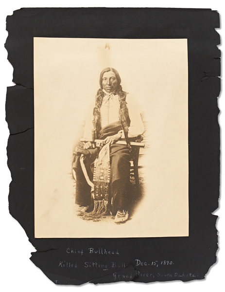 Lot of Two Photographs by David F. Barry -- Includes Photo of Chief Good Horse and Photo of Chief Henry Bull Head, the Indian Agent Policeman Who Shot Sitting Bull