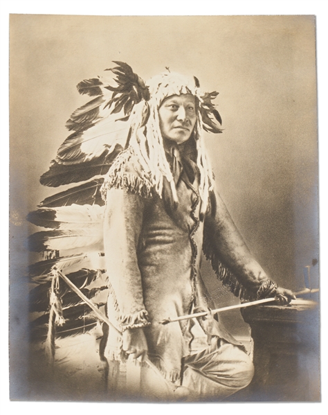 Lot of Two Photographs by David F. Barry -- Sioux War Dance & a Portrait of Chief Rain-in-the-Face, the Lakota Warrior Rumored to Have Killed George A. Custer in the Battle of Little Bighorn
