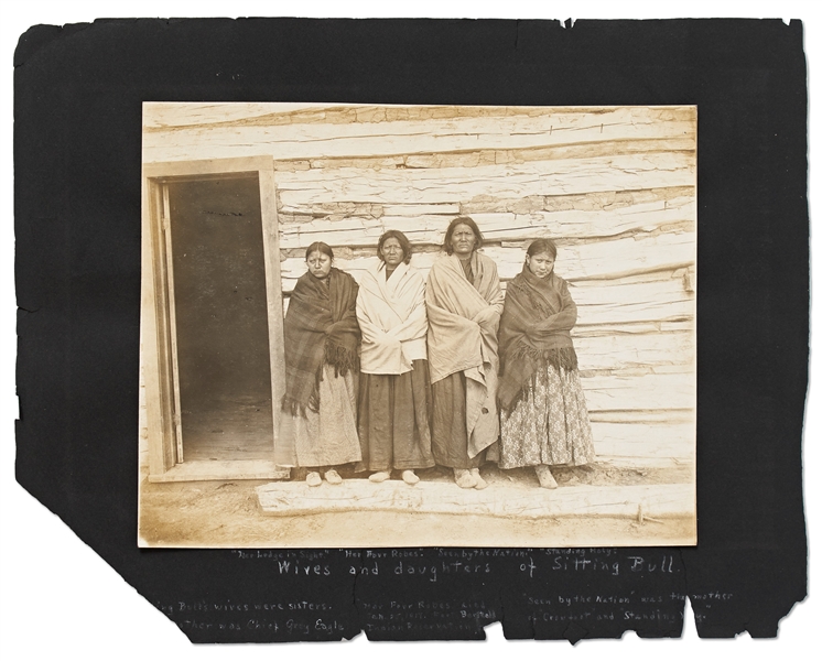 Lot of Two Photographs by David F. Barry -- The Wives and Daughter of Sitting Bull & Portrait of Chief Rain-in-the-Face, Rumored to Have Killed George A. Custer in the Battle of Little Bighorn