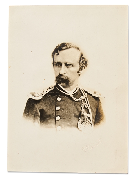 Lot of Four Photographs by David F. Barry -- Includes a Portrait of General George Custer, Custer's Wife, Custer's Scout Charles Reynolds & Custer's Bugler John Martin, Who Delivered His Last Order