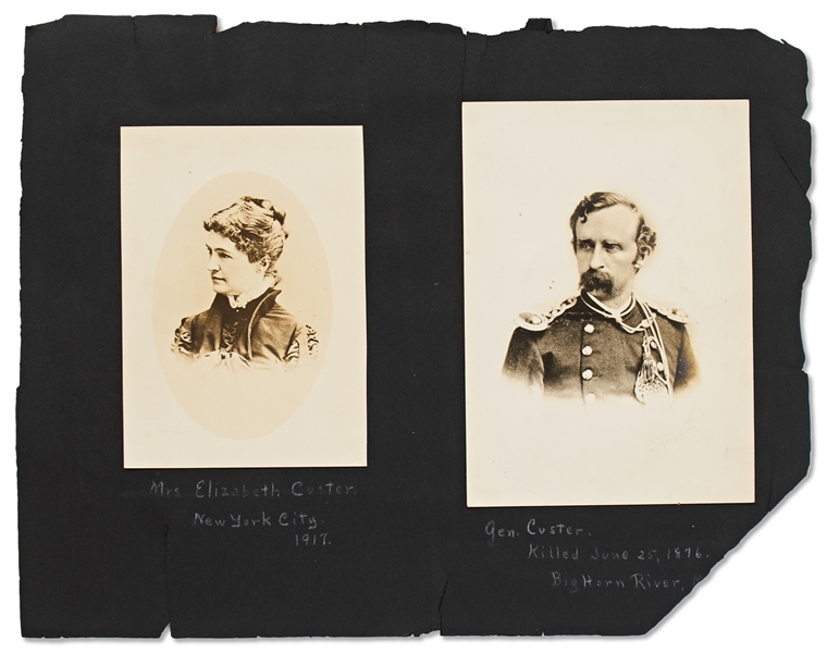 Lot of Four Photographs by David F. Barry -- Includes a Portrait of General George Custer, Custer's Wife, Custer's Scout Charles Reynolds & Custer's Bugler John Martin, Who Delivered His Last Order