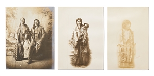 Lot of Three Photographs by David F. Barry -- Portraits of Chief Rain-in-the-Face and His Wife, a Sioux Woman and Her Child, & a Quarter breed Sioux Woman