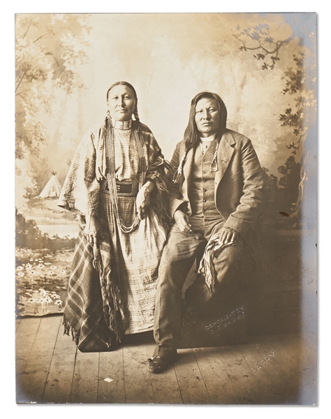 Lot of Three Photographs by David F. Barry -- Portraits of Chief Rain-in-the-Face and His Wife, a Sioux Woman and Her Child, & a ''Quarter breed'' Sioux Woman