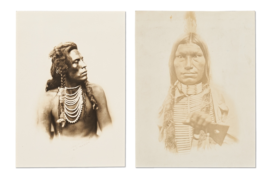Lot of Two Photographs by David F. Barry -- Includes Photos of Chief Low Dog & Curley, General Custers Scout