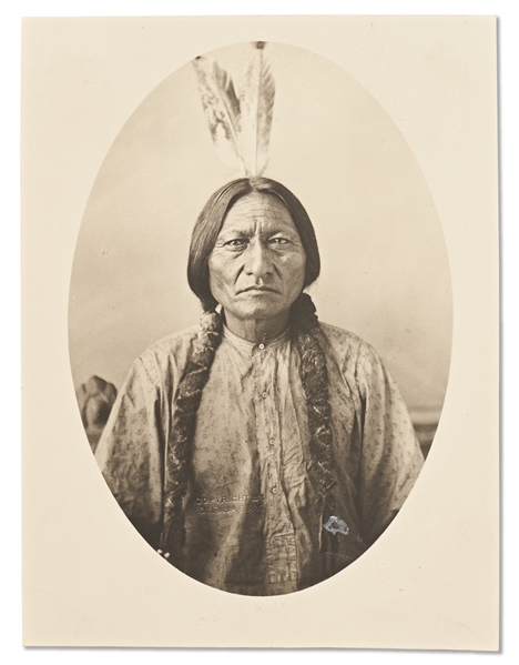 Lot of Two Photographs by David F. Barry -- One of Sitting Bull and One of ''Sioux Indian War Dancers / Ready for the Ghost Dance''