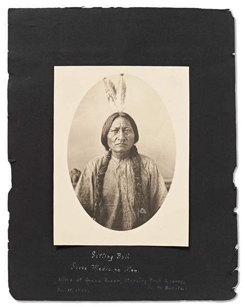 Lot of Two Photographs by David F. Barry -- One of Sitting Bull and One of ''Sioux Indian War Dancers / Ready for the Ghost Dance''