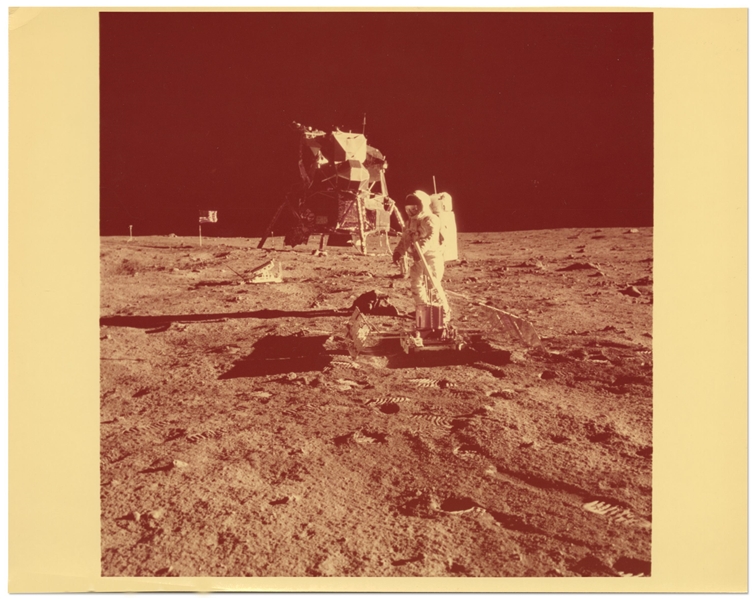 Apollo 11 NASA Photo with NASA Press Release and ''Meatball'' Logo on Verso