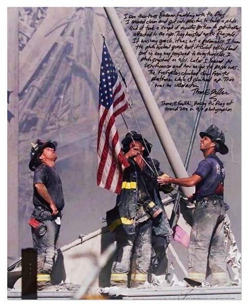 Thomas E. Franklin, 9/11 Photographer of ''Raising the Flag at Ground Zero'', Signed 16'' x 20'' Photo with His Handwritten Essay About 9/11