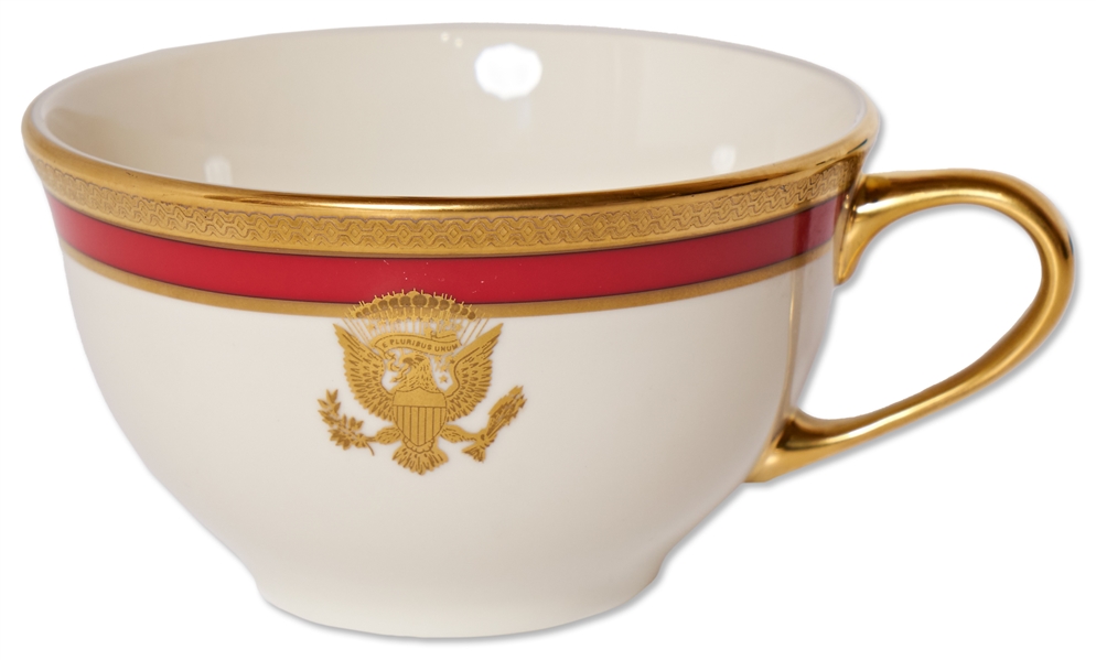 Ronald Reagan White House Cup & Saucer China from the Lenox Exhibit Collection -- Formal Design Used for State Dinners